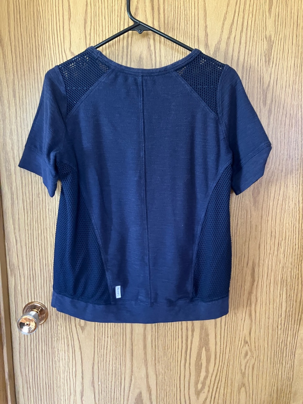 Calvin Klein Navy Short-Sleeve Mesh Knit Top - Picture 3 of 5